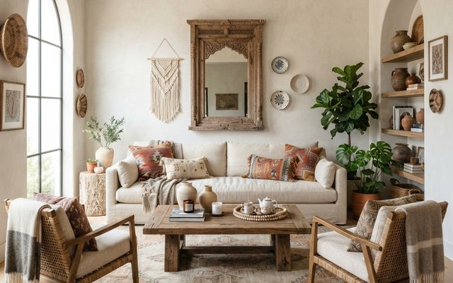 Bohemian Mediterranean living room