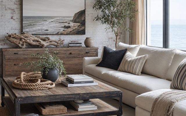 Coastal Industrial living room