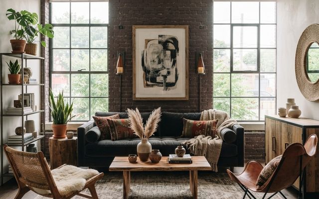 Industrial Bohemian living room