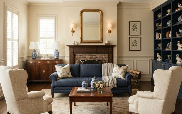 Traditional Colonial living room